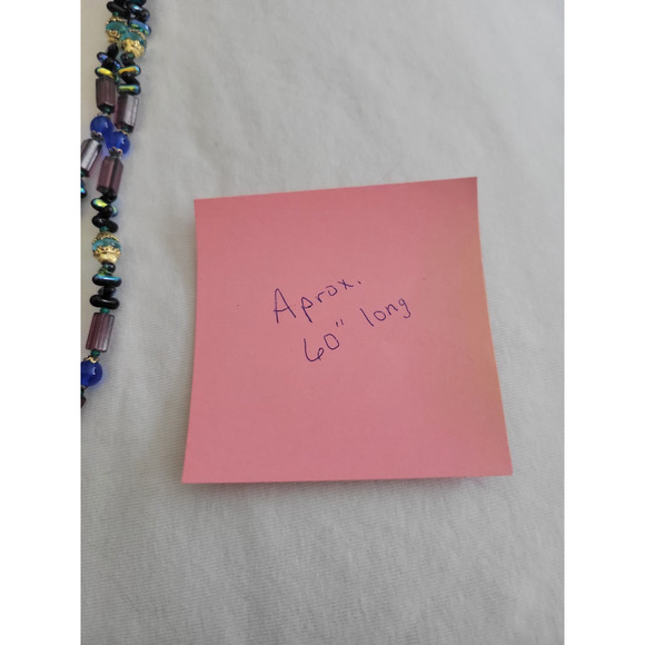 Beaded Necklace Acrylic Multi Colors 60" Long Strand - Picture 9 of 9